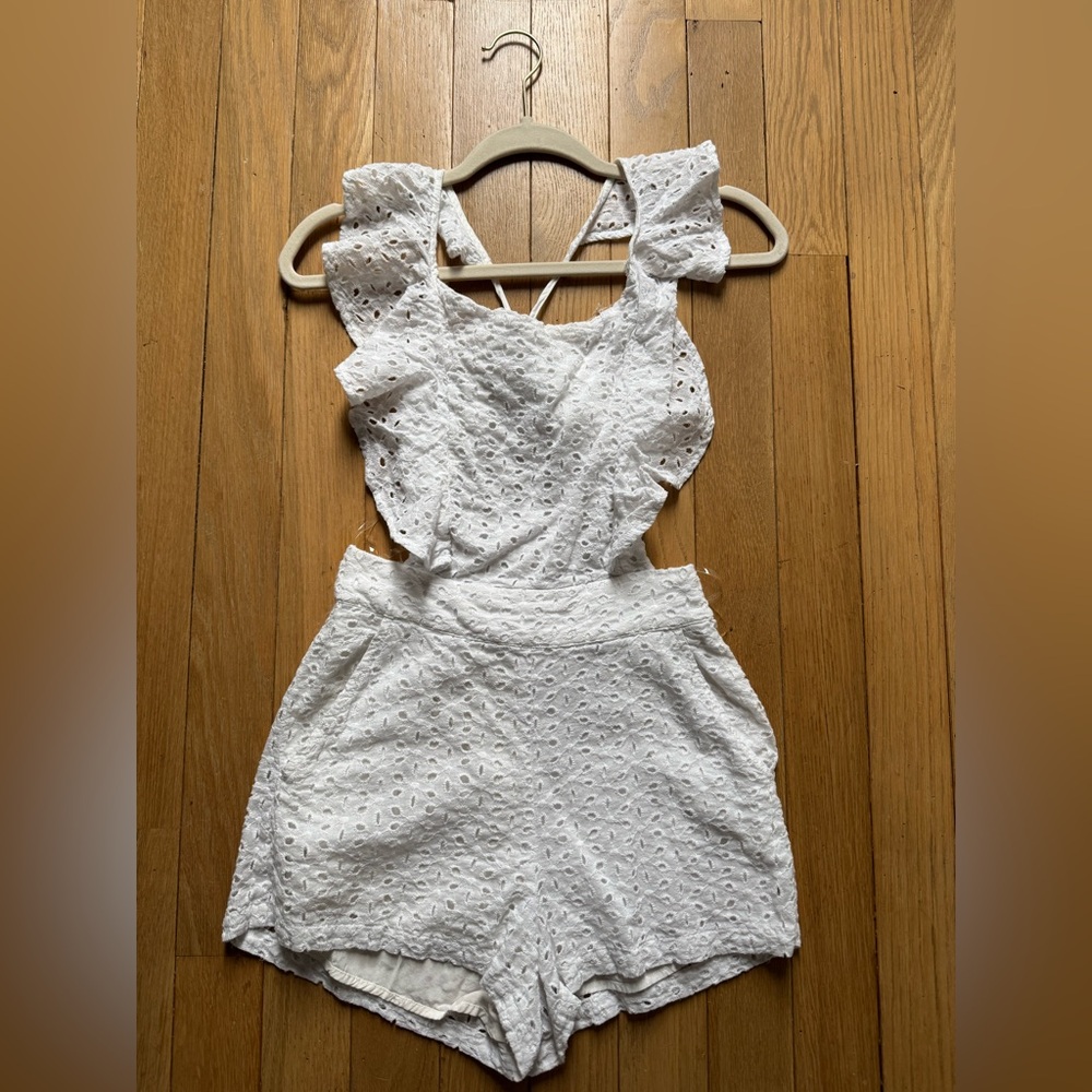 White Eyelet Lace Romper